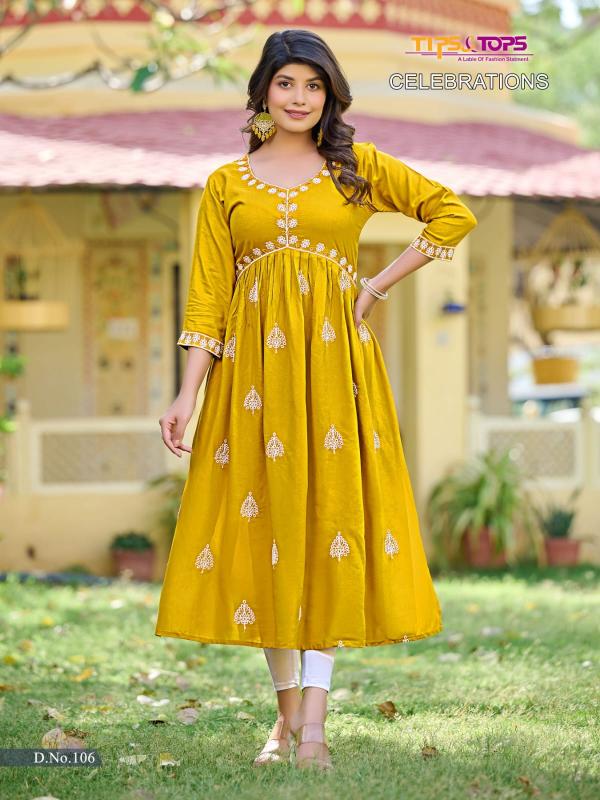 Tips And Tops Celebrations Alia Cut Rayon Long Kurti Collection